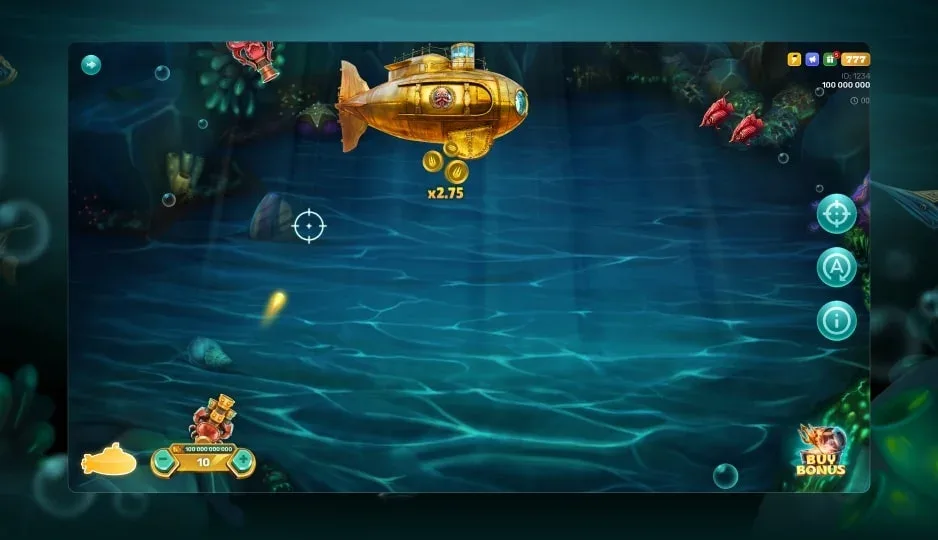 King of Ocean treasure hunt field with golden rewards and fish